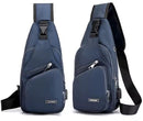 Fanny pack - Shoulder bag - With USB charging port - Men's - Chest bag - Anti-theft - Blue