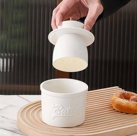 Wit Butter Dish - Butter Dish - Water-Cooled Butter Dish with Water Line - Ceramic Butter Dome for Spreading Butter - Christmas Gift for the Kitchen - Kitchen Baby Clothing Accessories - Kitchen Tools