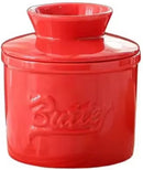 Red Butter Dish - Butter Dish - Water-Cooled Butter Dish with Water Line - Ceramic Butter Dome for Spreading Butter - Christmas Gift for the Kitchen - Kitchen Baby Clothing Accessories - Kitchen Tools