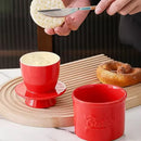 Red Butter Dish - Butter Dish - Water-Cooled Butter Dish with Water Line - Ceramic Butter Dome for Spreading Butter - Christmas Gift for the Kitchen - Kitchen Baby Clothing Accessories - Kitchen Tools