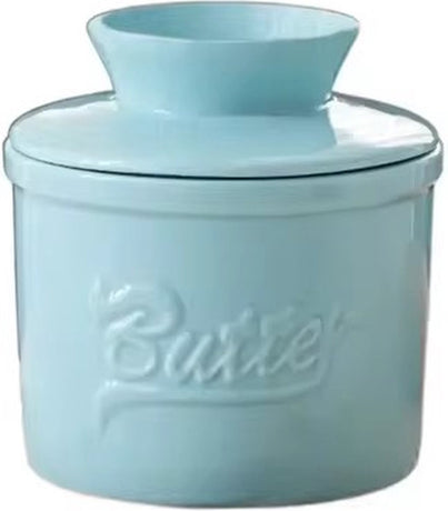 Blue Butter Bell - Butter Dish - Water-Cooled Butter Dish with Water Line - Ceramic Butter Dome for Spreading Butter - Christmas Gift for the Kitchen - Kitchen Baby Clothing Accessories - Kitchen Tools