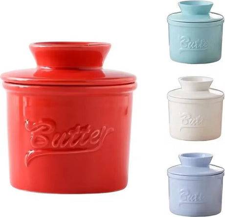 Blue Butter Bell - Butter Dish - Water-Cooled Butter Dish with Water Line - Ceramic Butter Dome for Spreading Butter - Christmas Gift for the Kitchen - Kitchen Baby Clothing Accessories - Kitchen Tools