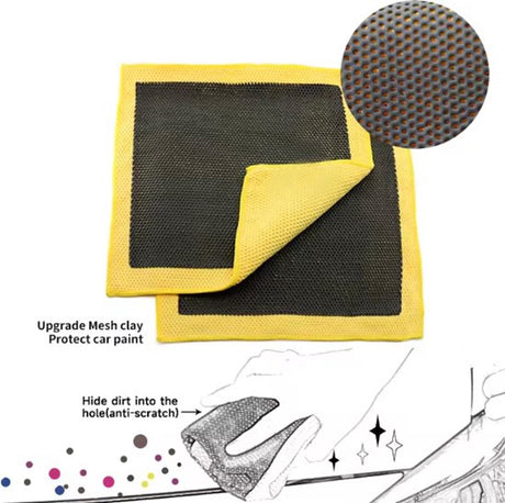 EPC® Clay Cloth Car - 3D Clay Towel - Clay Towel - Clay Mitt - Clay Bar - Microfiber Cleaning Cloth - Removes Resin, Tar, Flies, Bird Droppings - Yellow/Zwart