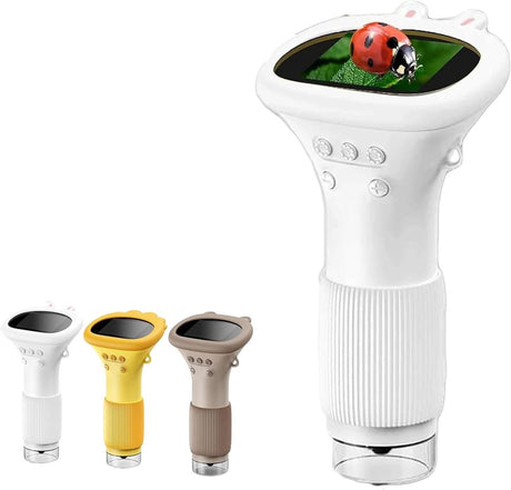Children's Microscope - Portable Children's Microscope - 0 Screen - Digital Microscope - 200x Magnification - USB Port for PC - Pocket Size - White
