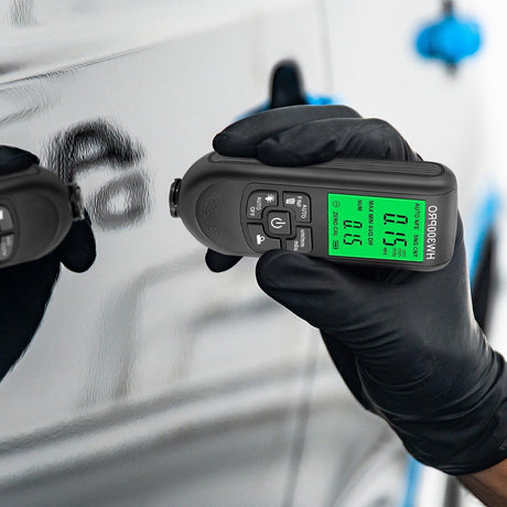 Coating thickness gauge - Paint thickness gauge - Digital coating thickness gauge - Car paint thickness gauge - Measuring range 0 to 2000 µm - Car paint gauge with portable cable - Black