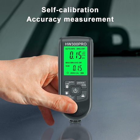 Coating thickness gauge - Paint thickness gauge - Digital coating thickness gauge - Car paint thickness gauge - Measuring range 0 to 2000 µm - Car paint gauge with portable cable - Black
