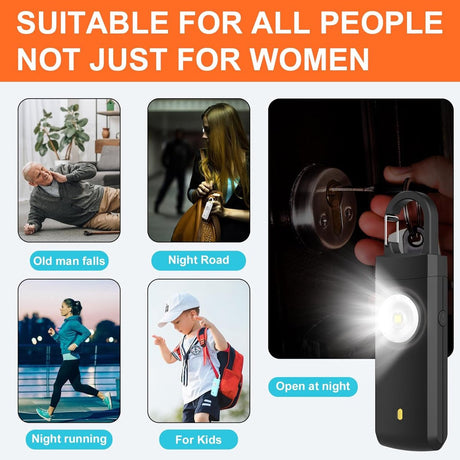 Personal Alarm - Powerful 130dB Sound and Flashing Light - Personal Security Alarm - Self-Defense Keychain - Personal Protection - Emergency Signal - Senior Alarm - Portable Security Alarm - Black