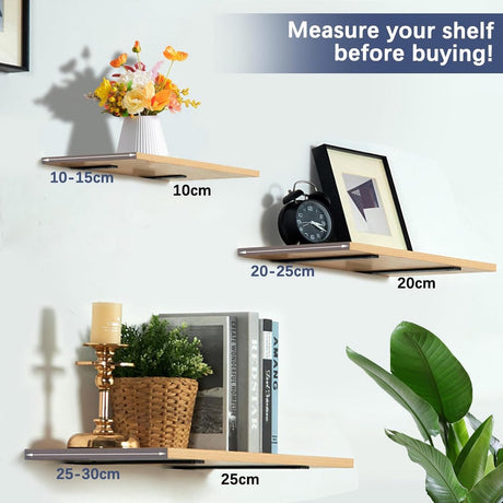 2 pieces - Support frame - Wall bracket - Metal shelf brackets - Floating shelf bracket - Stainless steel bracket - Shelf brackets with thick screws - Furniture accessories - Black - 150 mm