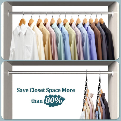 Magic Pendants 6-Piece Set - Space-Saving Hangers - Space-Saving Pendant Organizer for Closet - Multi-Pendant Holder - Sturdy Plastic - 360-Degree Rotation