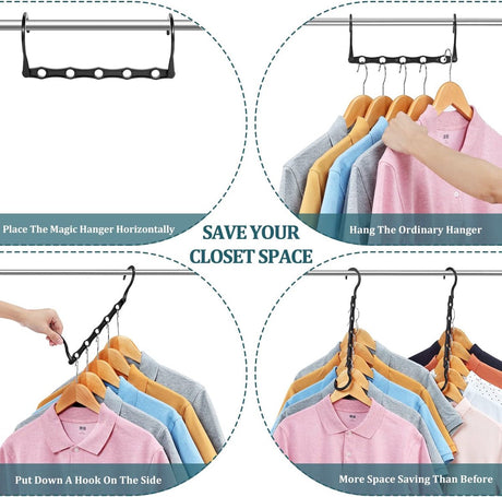 Magic Pendants 6-Piece Set - Space-Saving Hangers - Space-Saving Pendant Organizer for Closet - Multi-Pendant Holder - Sturdy Plastic - 360-Degree Rotation