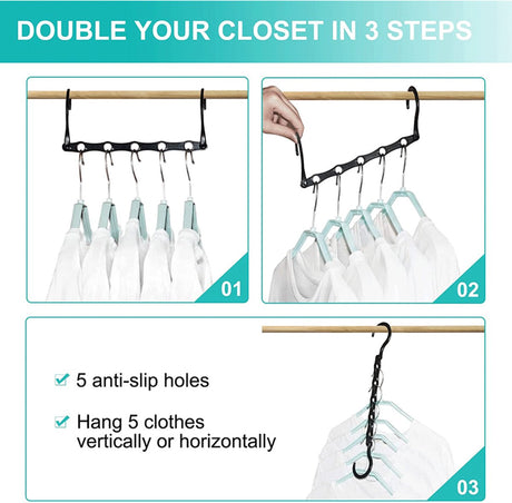 Magic Pendants 6-Piece Set - Space-Saving Hangers - Space-Saving Pendant Organizer for Closet - Multi-Pendant Holder - Sturdy Plastic - 360-Degree Rotation