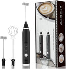2-in-1 Electric Coffee Frother, USB Rechargeable, Egg Beater, Keep Mixer, Black