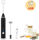 2-in-1 Electric Coffee Frother, USB Rechargeable, Egg Beater, Keep Mixer, Black