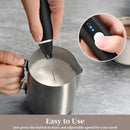 2-in-1 Electric Coffee Frother, USB Rechargeable, Egg Beater, Keep Mixer, Black