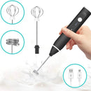 2-in-1 Electric Coffee Frother, USB Rechargeable, Egg Beater, Keep Mixer, Black