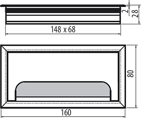 Noble Cable Grommet - Black Aluminum - Rectangle - Desk Cable Tray - Cable Hole with Brush Closure - Cable Organizer - Cable Cover - 16 x 8 cm - Matte Black