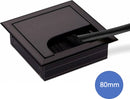 Noble Cable Grommet - Black Aluminum - Square - Desk Cable Organizer - Cable Hole with Brush Closure - Cable Organizer - Cable Cover - L8xW8xH3cm - Matte Black