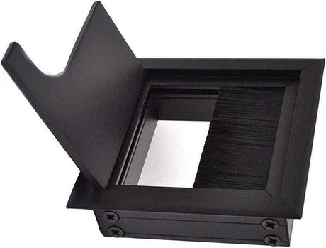 Noble Cable Grommet - Black Aluminum - Square - Desk Cable Organizer - Cable Hole with Brush Closure - Cable Organizer - Cable Cover - L8xW8xH3cm - Matte Black