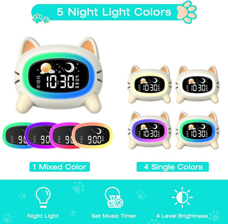 Sleep Trainer Alarm Clock Moon Sun Sound Machine Night Light Digital Battery Powered - Sleep Trainer for Children