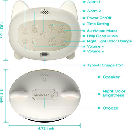 Sleep Trainer Alarm Clock Moon Sun Sound Machine Night Light Digital Battery Powered - Sleep Trainer for Children
