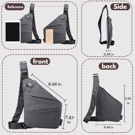 Shoulder bags - Anti-theft shoulder bags - Small shoulder bags - Multi-pocket shoulder bags - Multifunctional shoulder bags - Unisex - Suitable for travel, outdoor activities, sports, and work - Black