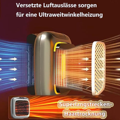 Electric radiators - Rechargeable air heater with remote control, Mini ceramic fan heater, bathroom, energy saving, Quiet heating, 1200W heater with 12-hour timer, thermostat