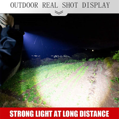 Flashlight - Rechargeable LED - Military Flashlight - 100,000 lumens - with 7 modes - COB side light - Waterproof - For emergencies, camping, home