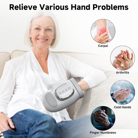 Hand massage with inflatable cushion - Hand massage with heat and compression - Split - For arthritis - Pain relief - Muscle relaxation - Carpal tunnel syndrome
