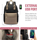 Backpack - Backpack - Ladies - Girls - Women - Laptop - Schoolbag - Work - School - Waterproof - USB - Beige - Brown - Black