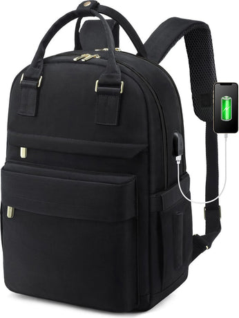 Backpack - Backpack - Ladies - Girls - Women - Laptop - Schoolbag - Work - School - Waterproof - USB - Black