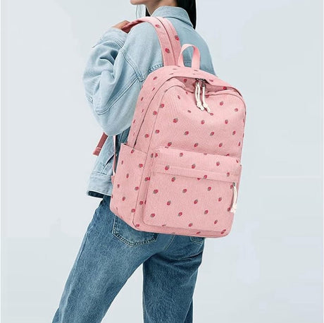 3 PCS Women's Backpack - Backpacks - Girl's Backpack - School Backpack for Teenage Girls - School Bag - Corduroy - Laptop Bag - Women's Travel Backpack - Pink