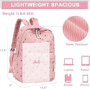 3 PCS Women's Backpack - Backpacks - Girl's Backpack - School Backpack for Teenage Girls - School Bag - Corduroy - Laptop Bag - Women's Travel Backpack - Pink