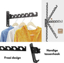 Wall-mounted coat rack - foldable - black - 35 cm - coat hook - hanger - drying rack