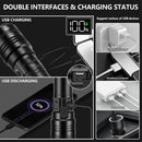 Rechargeable 50,000 lumen flashlight, long range, ultra-bright USB-C LED, long battery life, 5 modes, powerful zoomable flashlights, for emergencies, hiking and camping.