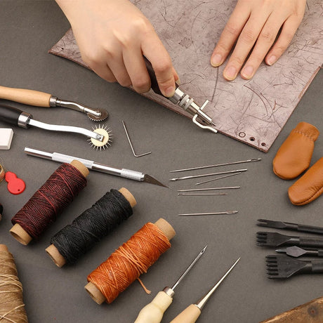 ShopEighty8 - Leather - Leather Processing - Leatherworking Tools - Professional Leather Craft Tool Set - Sewing - Tailoring - Upholstery - Clothing