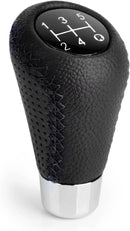 Gear shift lever - Manual gear shift lever - 5-speed transmission - Gear shift lever - Manual transmission - Black leather stitching - Universal gear shift lever (black)