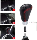 Gear shift lever - Manual gear shift lever - 5-speed transmission - Gear shift lever - Manual transmission - Black leather stitching - Universal gear shift lever (black)