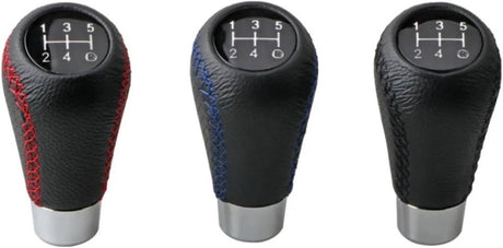 Gear shift lever - Manual gear shift lever - 5-speed transmission - Gear shift lever - Manual transmission - Black leather stitching - Universal gear shift lever (black)
