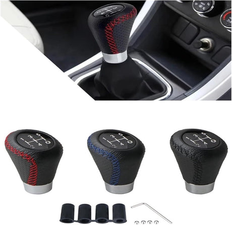 Gear shift lever - Manual gear shift lever - 5-speed transmission - Gear shift lever - Manual transmission - Black leather stitching - Universal gear shift lever (blue)