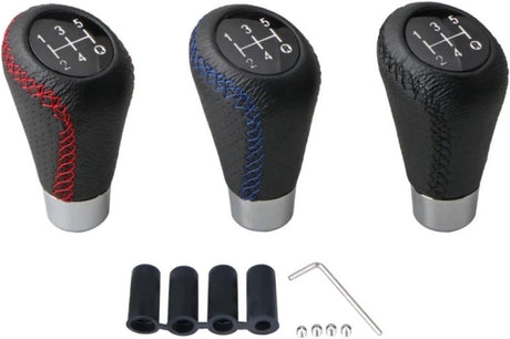 Gear shift lever - Manual gear shift lever - 5-speed transmission - Gear shift lever - Manual transmission - Black leather stitching - Universal gear shift lever (blue)