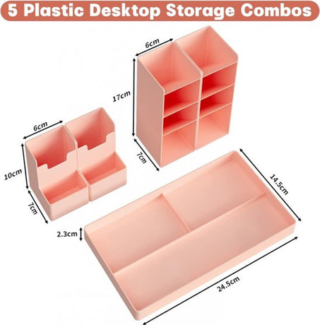 Pencil Case - 13 Compartments - Pen Holder - Desk Organizer - Pencil Holder - Desk Organizer - Pen Case - Plastic - Removable - Storage System - Mail Tray - Office Baby Clothing Accessories - Pink