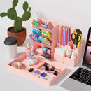 Pencil Case - 13 Compartments - Pen Holder - Desk Organizer - Pencil Holder - Desk Organizer - Pen Case - Plastic - Removable - Storage System - Mail Tray - Office Baby Clothing Accessories - Pink