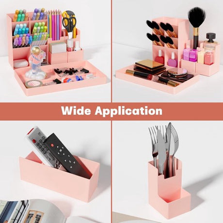 Pencil Case - 13 Compartments - Pen Holder - Desk Organizer - Pencil Holder - Desk Organizer - Pen Case - Plastic - Removable - Storage System - Mail Tray - Office Baby Clothing Accessories - Pink