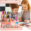 Pencil Case - 13 Compartments - Pen Holder - Desk Organizer - Pencil Holder - Desk Organizer - Pen Case - Plastic - Removable - Storage System - Mail Tray - Office Baby Clothing Accessories - Pink