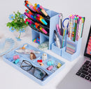 Pencil Case - 13 Compartments - Pen Holder - Desk Organizer - Pencil Holder - Desk Organizer - Pen Case - Plastic - Removable - Storage System - Mail Tray - Office Baby Clothing Accessories - Blue