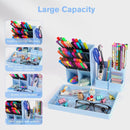 Pencil Case - 13 Compartments - Pen Holder - Desk Organizer - Pencil Holder - Desk Organizer - Pen Case - Plastic - Removable - Storage System - Mail Tray - Office Baby Clothing Accessories - Blue