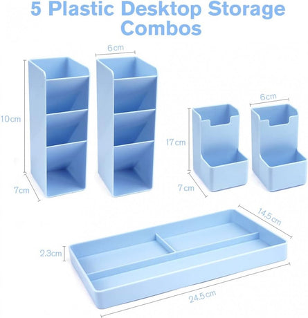 Pencil Case - 13 Compartments - Pen Holder - Desk Organizer - Pencil Holder - Desk Organizer - Pen Case - Plastic - Removable - Storage System - Mail Tray - Office Baby Clothing Accessories - Blue