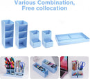 Pencil Case - 13 Compartments - Pen Holder - Desk Organizer - Pencil Holder - Desk Organizer - Pen Case - Plastic - Removable - Storage System - Mail Tray - Office Baby Clothing Accessories - Blue