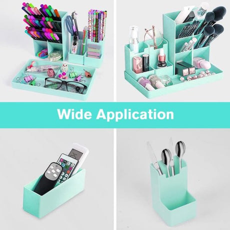 Pencil case - 13 compartments - Pencil holder - Desk organizer - Pencil holder - Desk organizer - Pen case - Plastic - Removable - Storage system - Mail tray - Office baby clothing accessories - Green