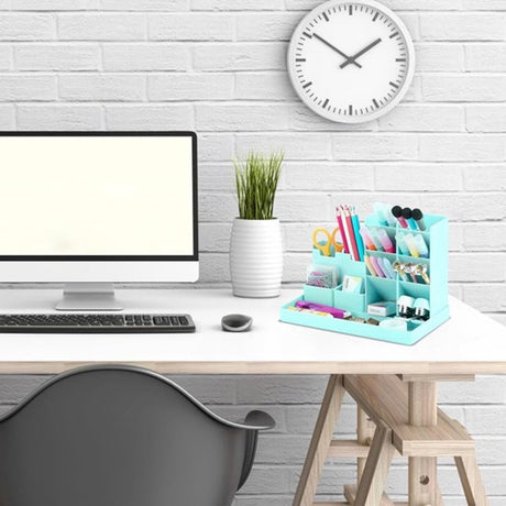 Pencil case - 13 compartments - Pencil holder - Desk organizer - Pencil holder - Desk organizer - Pen case - Plastic - Removable - Storage system - Mail tray - Office baby clothing accessories - Green